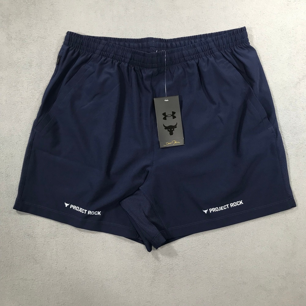 Under Armour Training Shorts Mens L Navy NEW Project Rock Ultimate 5" 1384217